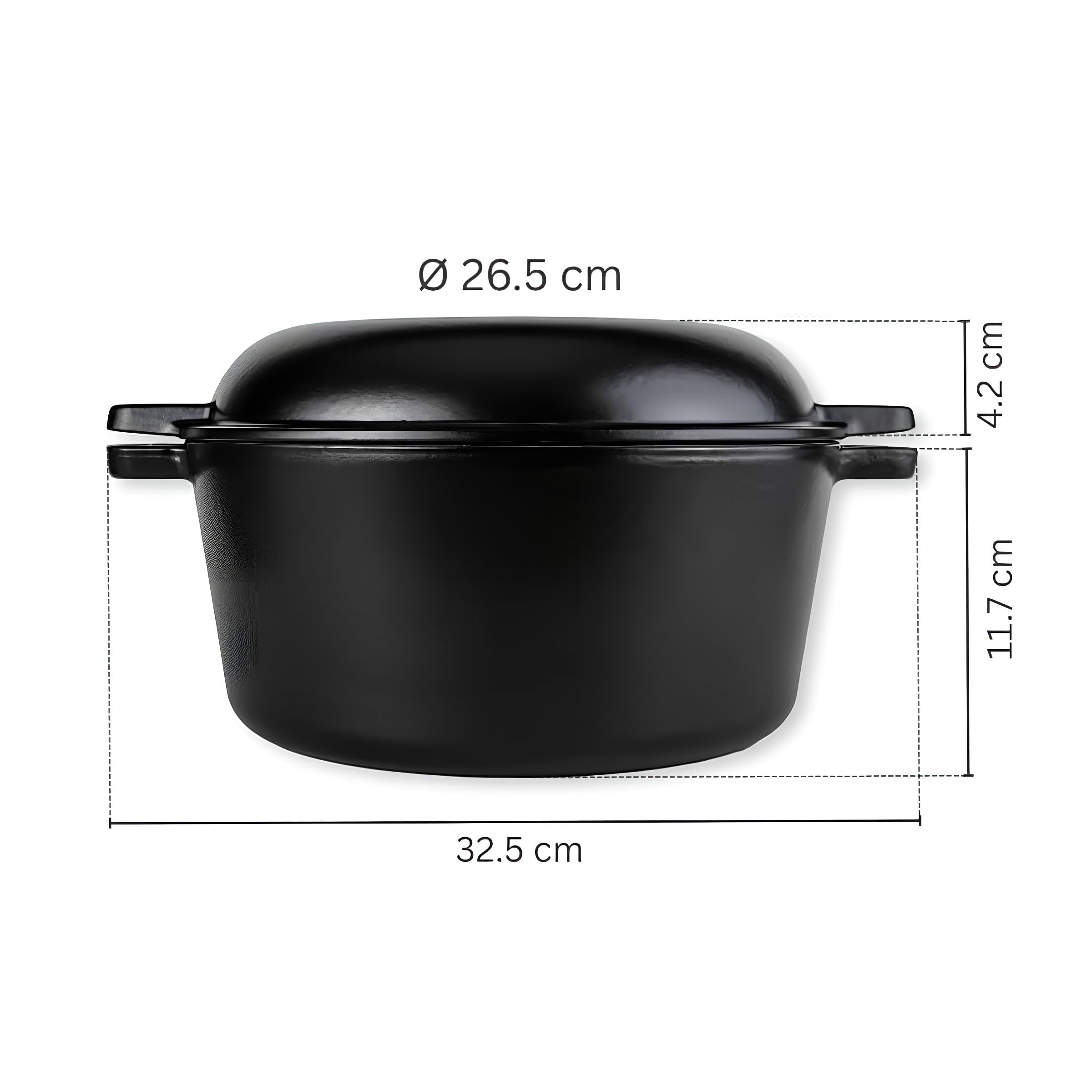 Marcel Paa Gusseisentopf 26,5 cm – Emaillierter Brotbacktopf 4,8 L für Brote bis 1 kg – mit Deckel – für Induktion Backofen & alle Herdarten