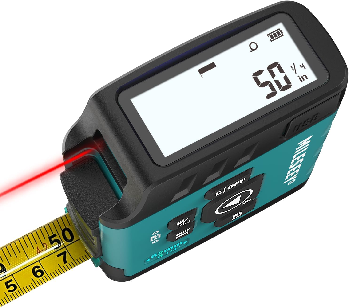 DT20 Digital Laser Tape Measure,130 FT Laser Measuring Tool,16 FT Easy Read Digital Measuring Tape Retractable Manual-Locking Blade, Rechargeable Measurement Tool, Area/Volume/Pythagorean