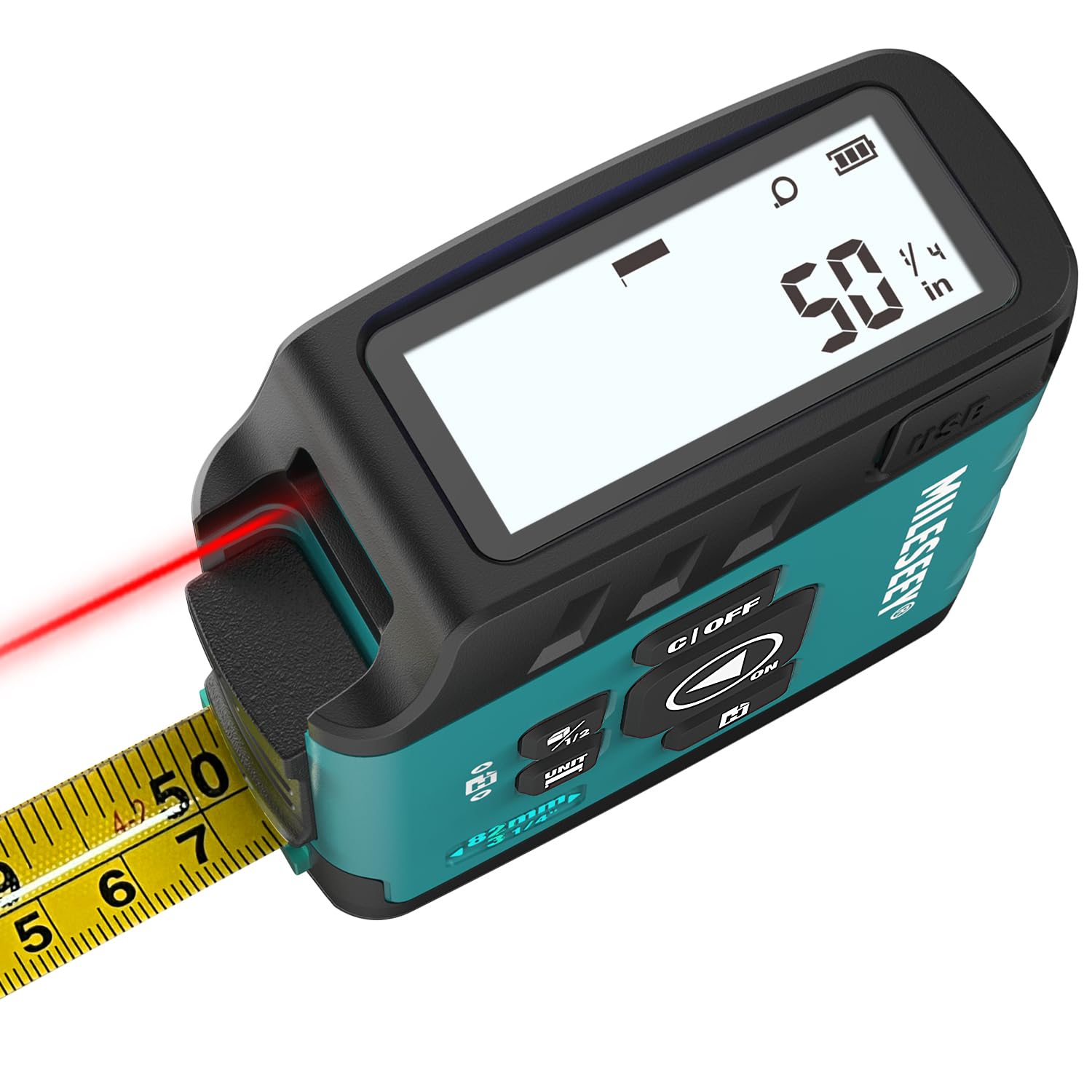 MiLESEEY DT20 Digital Laser Tape Measure,130 FT Laser Measuring Tool,16 FT Easy Read Digital Measuring Tape Retractable Manual-Locking Blade,