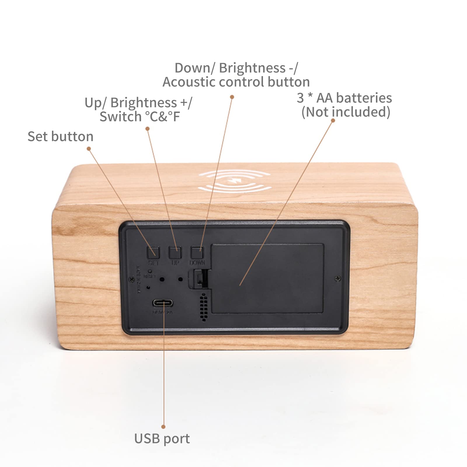 Wekker, Houten Klok Houten Digitale Wekker, Elektrische Klokken voor Slaapkamer, Nachtkastje, Houten Wekker voor Kantoor, Reizen, Slaapkamerwekker (YELLOW Wekker, Houten Klok Houten Digitale Wekker, Elektrische Klokken voor Slaapkamer, Nachtkastje, Houten Wekker voor Kantoor, Reizen, Slaapkamerwekker (YELLOW