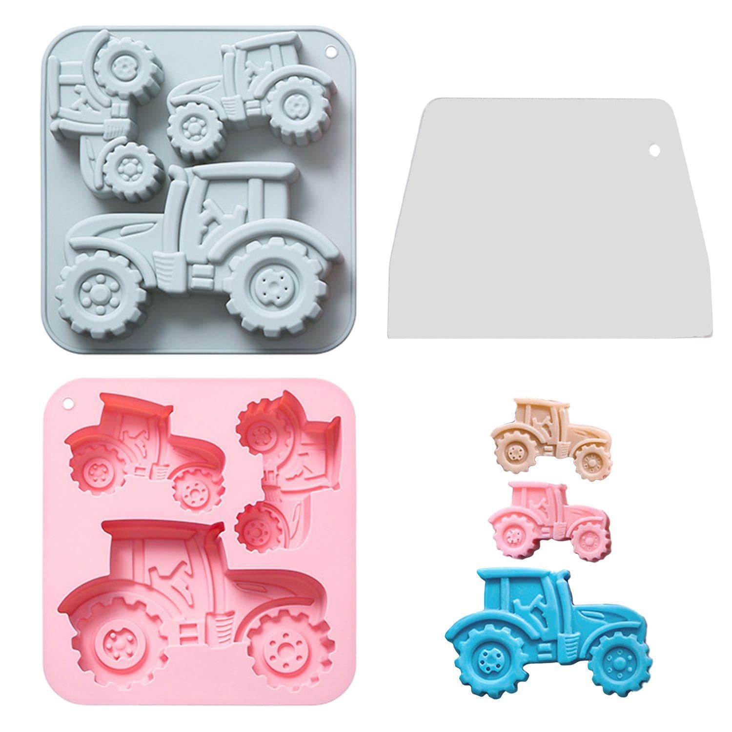 2 Pieces Silicone Tractor Molds, 1 Piece Dough Scraper, Non-Stick Cake Molds, Chocolate Molds, DIY Baking Molds, Creative Food Molds