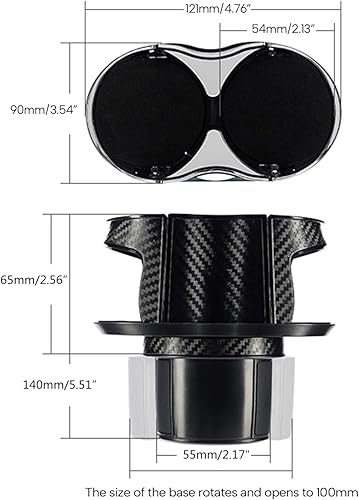 Miniatura 8 de Adaptador expansor de portavasos para automóvil 2 en 1 con base ajustable, soporte universal para vasos doble para auto, soporte giratorio para