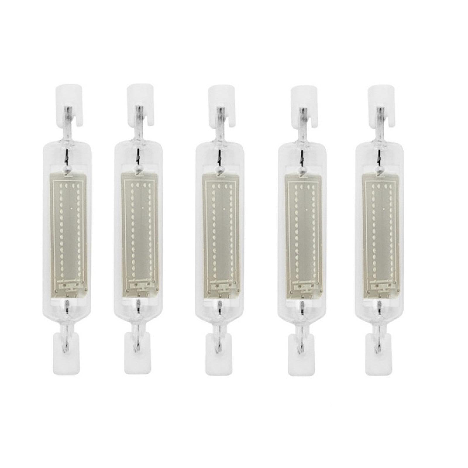 R7S - Bombillas LED 10 W, 20 W, COB, 78 mm, 118 mm, regulables, iluminación de 360°, CA 110 V-220 V, IP54, multicolor, paquete de 5 unidades de 78 mm y 5 W, luz azul