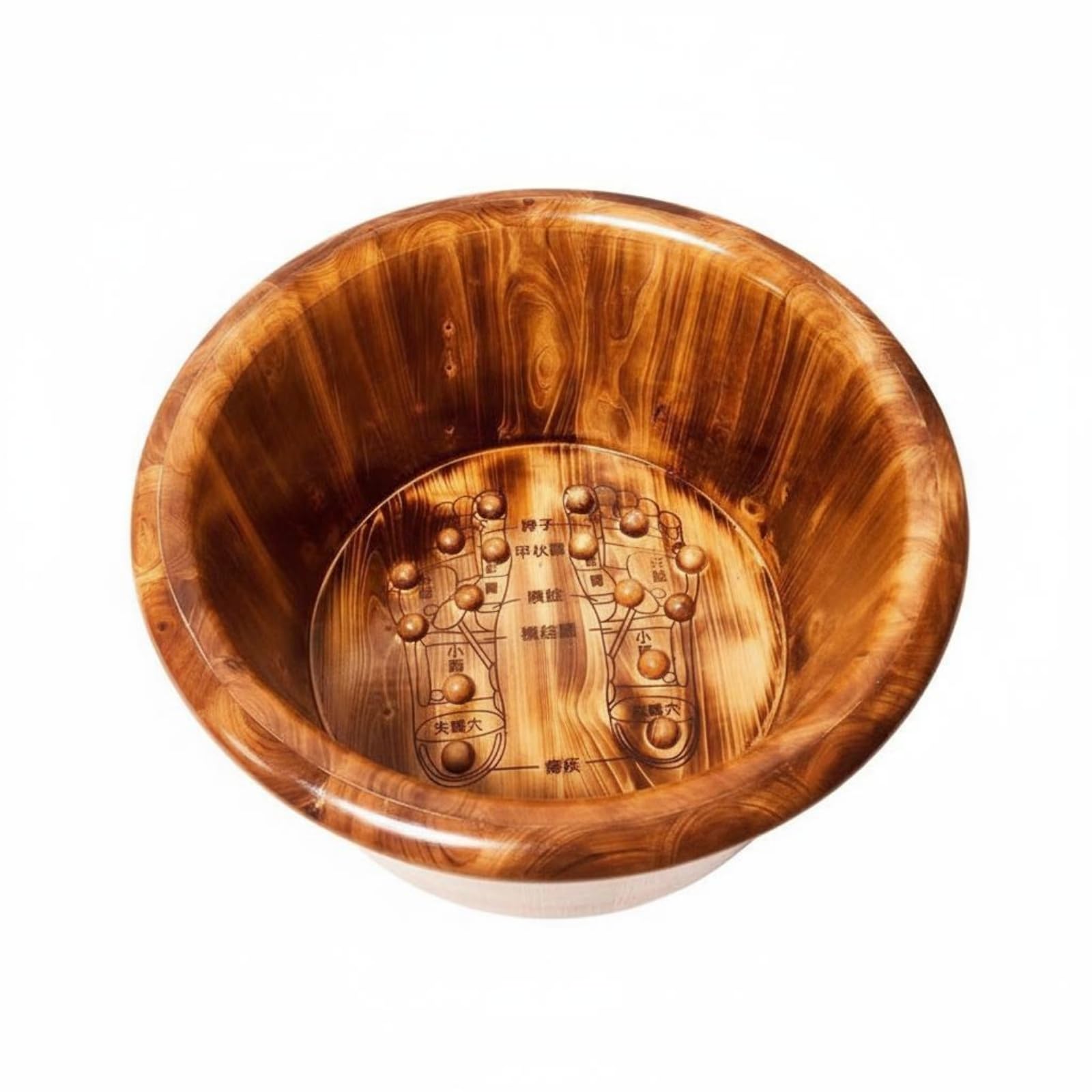 Vasca per Pediluvio in Legno Carbonizzato con Design Profondo per Ammollo Quotidiano dei Piedi Adatta per Sauna E, Carbonizzato Con Punti Di Agopuntura, 30 Cm Di Altezza, Bordo Arrotondato