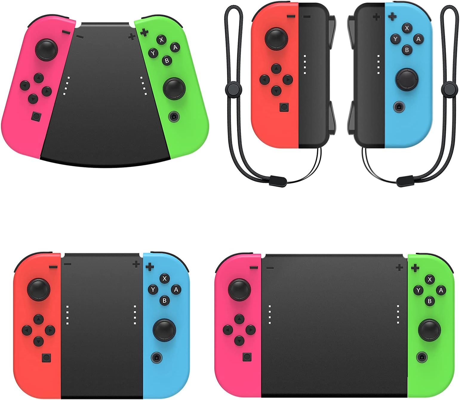 MENEEA Game Handle Connector Compatible with Joy Con for Switch & Switch OLED Model Compatible with Joy Con, 5-in-1 Gamepad Handle with Wrist Strap for Switch Grip