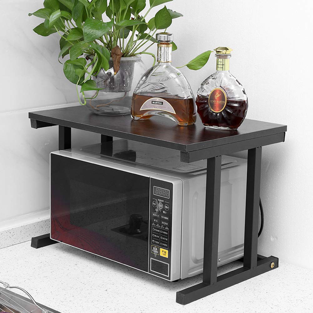 Dioche Scaffale per Forno a Microonde, Vernice in Ferro Inossidabile + Truciolato Ecologico, Tostapane Scaffale Forniture da Cucina della Griglia del Forno Salvaspazio, 57 * 38 * 35cm(Nero)