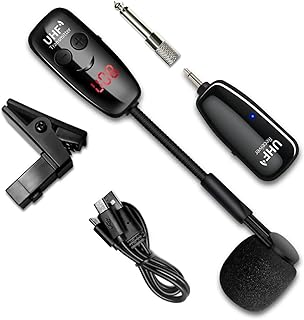 2024 Saxophone Clip-On Microphone System, Wireless Instrument UHF Mic Receiver & Transmitter System for Sax and Trumpet