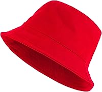 Vista 50 de PFFY Bucket Hat for Women Men Cotton Summer Sun Beach Fishing Cap Negro/Rojo (reversible)