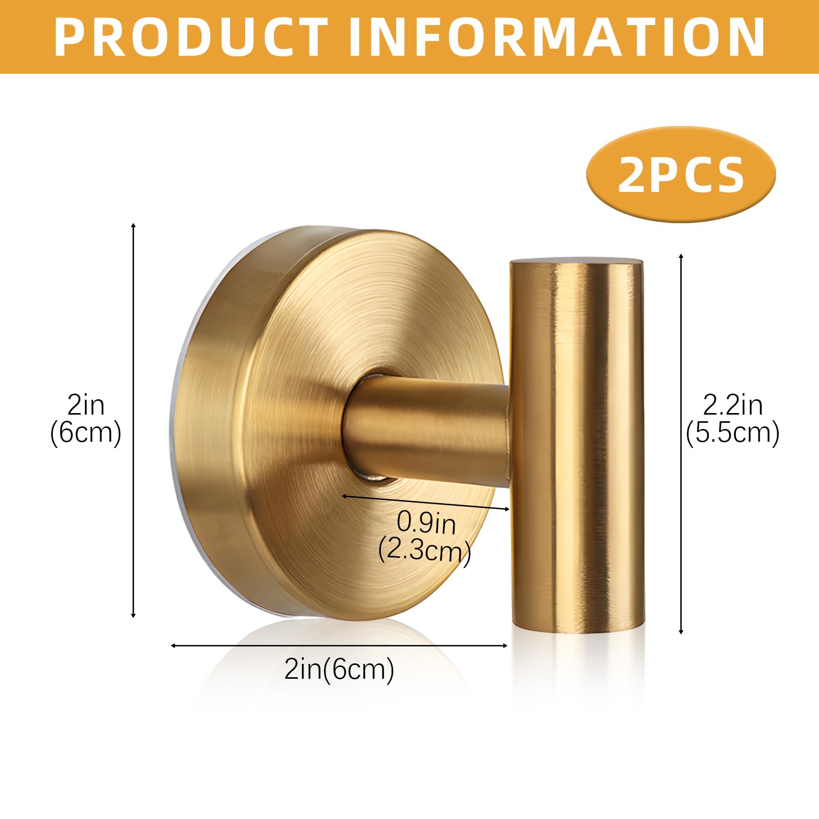 VEINARDYL 2 Pcs Suction Cup Hooks, Stainless Steel Removable Shower Towel Hook - Image 2