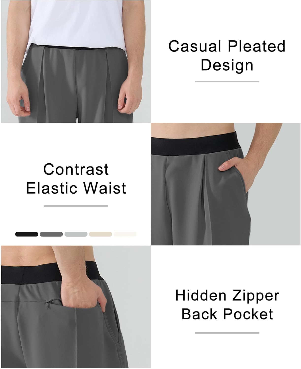 Susclude Mens Baggy Sweatpants Summer Wide Leg Track Pants Pleated Lounge Yoga Elastic Waist Casual Pants with Pockets - Image 5