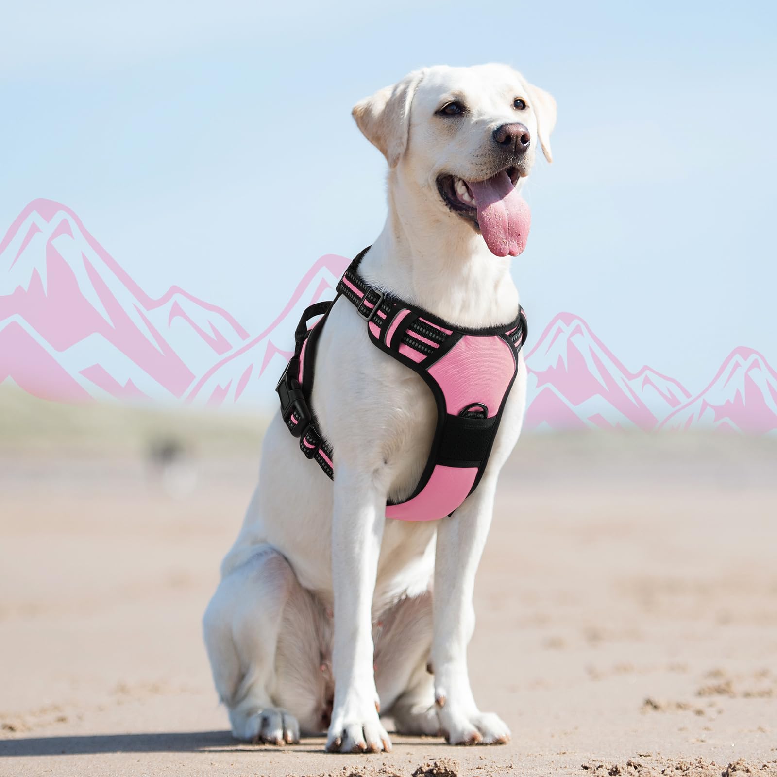 Eagloo Dog Harness for Large Dogs, No Pull Service Vest with Reflective Strips and Control Handle, Adjustable and Comfortable for Walking, No Choke Pet Harness with 2 Metal Rings, Pink, L - image 8