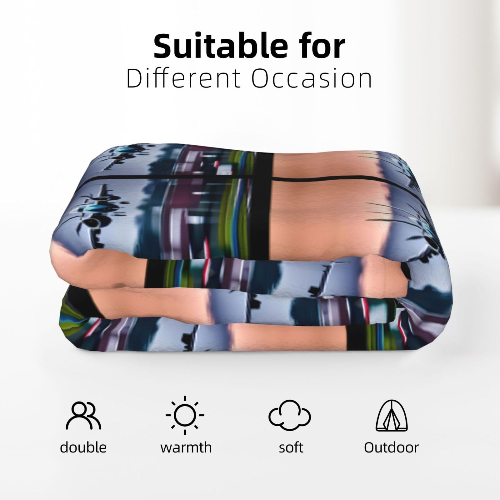Couverture en flanelle imprimée avion 177,8 x 203,2 cm, confortable, chaude, couverture d'hiver pour camping ou voyage