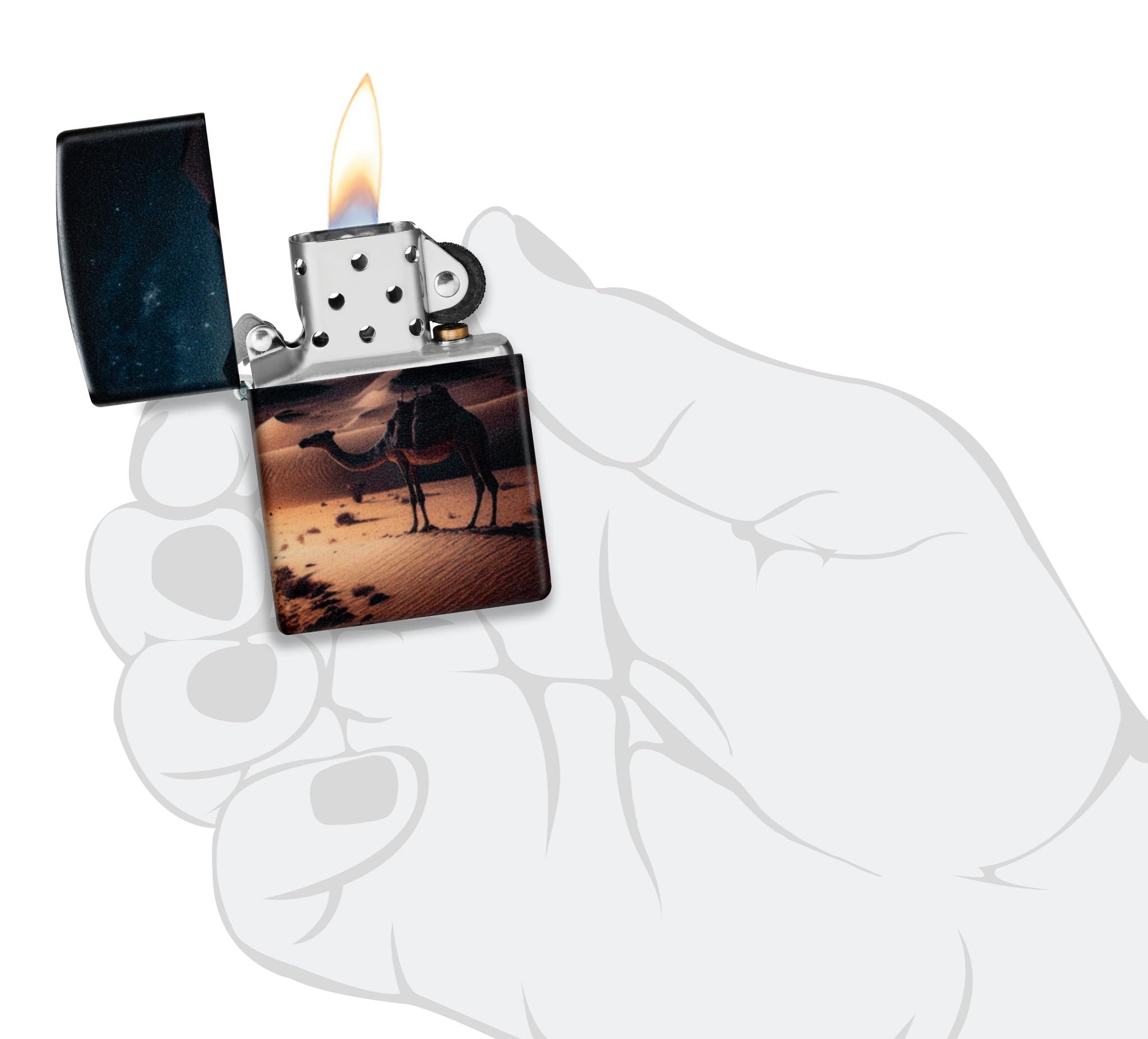 Zippo Sturmfeuerzeug - Camel, 540°, Color Image - Nachfüllbar - Wiederverwendbar - Windfestes Design - Geschenkbox - Made in USA