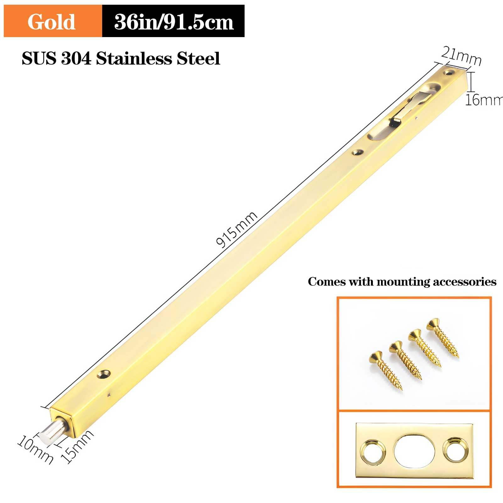 Loquet Caché de Porte Boulon de Sécurité, Loquet Coulissant de Poignée à Levier, Verrous et Boulon Loquet de Porte Dissimulés,BrushedGold-36in/91.5cm