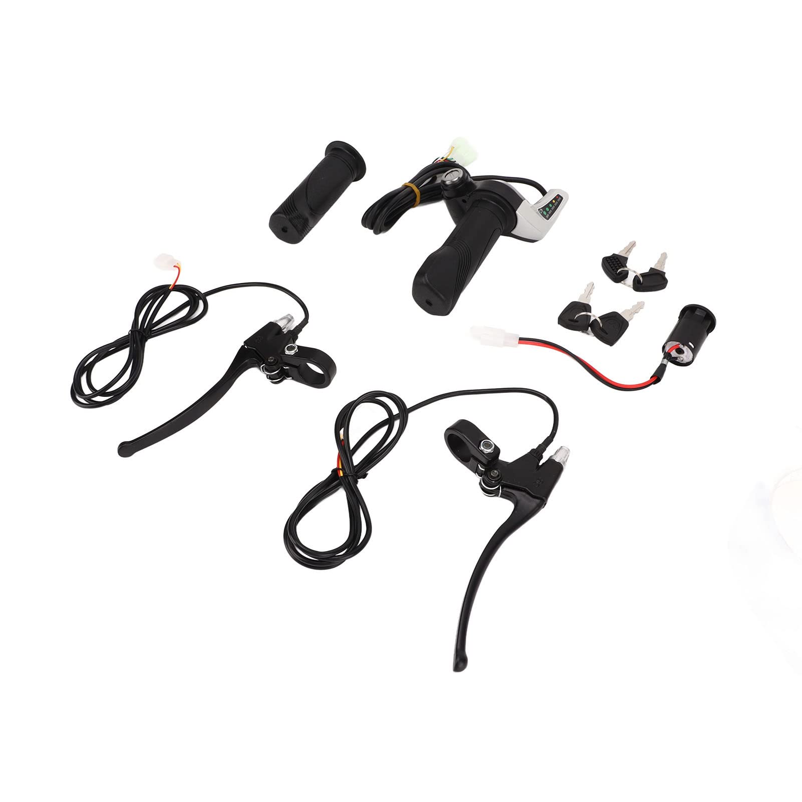 Poignée d’accélérateur pour vélo électrique, poignée de vitesse à torsion en alliage d’aluminium et ABS avec 5 voyants, pour la modification de vélos électriques, compatible avec