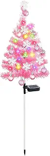 Solar Powered Tree Light Solasr Winter Pink Waterproof Decoration Stake | Outdoor Yard Decor for Winter Yard Lawn Garden Landscape Exterior Daily Holiday Birthday Party Offices