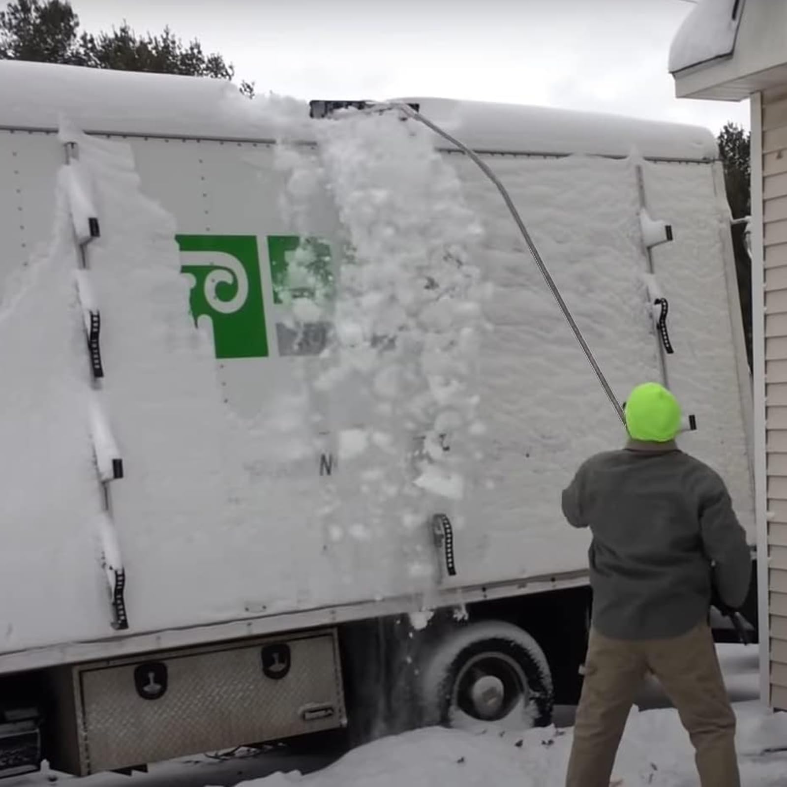 OUTPRIZE Flat Roof Snow Rake, 4.816FT Aluminum Detachable Angled Snow