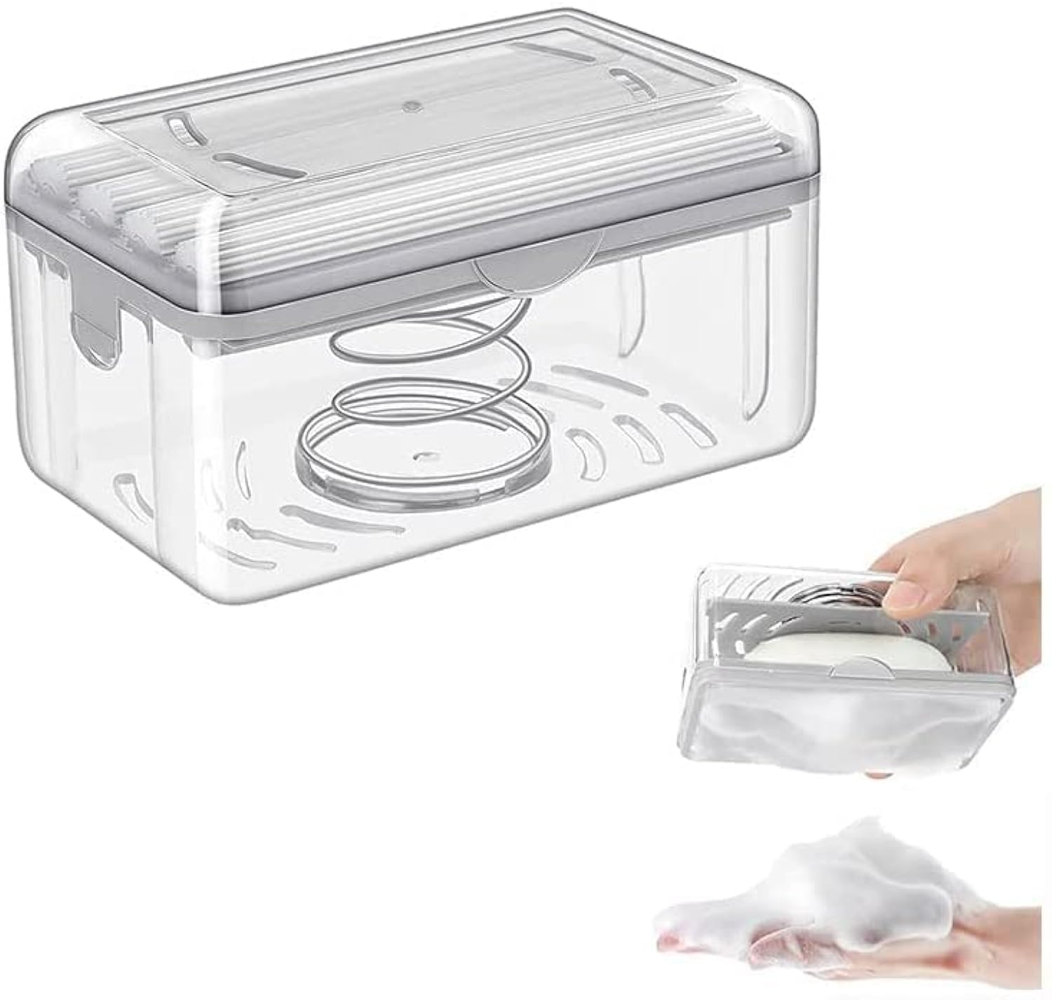 Cartxomy Soap Box Holder with Roller for Wash Clothes Bubbler 1 Piece Plastic Soap CASE Container Drain Dispenser Home Kitchen Toilet Bathroom Countertop Cover (B09ZQTFTRD) Amazon Price History, Amazon Price Tracker