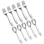 10 Pieces Toddler Utensils Kids Silverware Set, Kids Silverware Stainless Steel Childrens Safe Flatware Metal Baby Utensils Set Small Forks and Spoons for Self Feeding, Dishwasher Safe