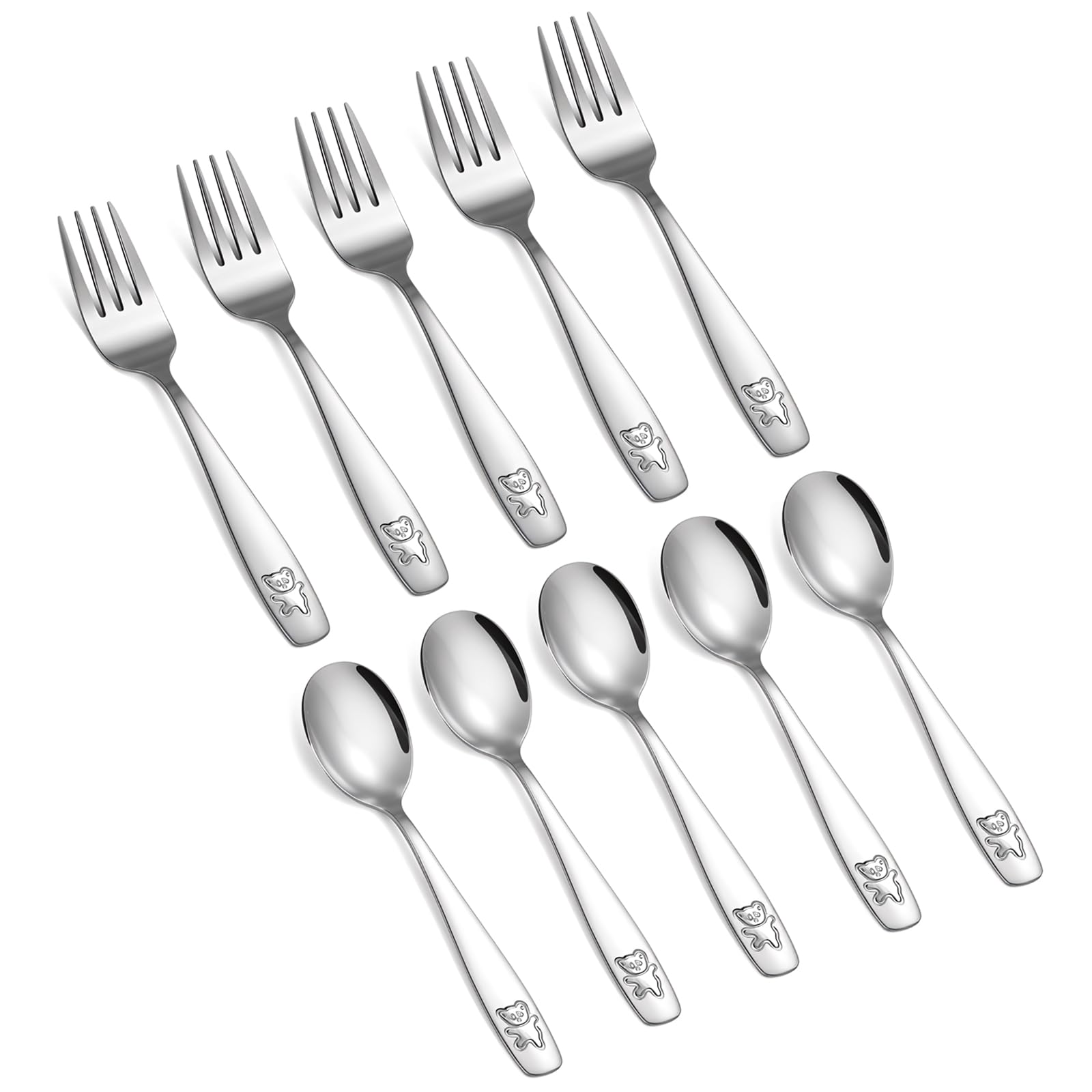 Photo 1 of 10 Pieces Toddler Utensils Kids Silverware Set, Kids Silverware Stainless Steel Childrens Safe Flatware Metal Baby Utensils Set Small Forks and Spoons for Self Feeding, Dishwasher Safe
