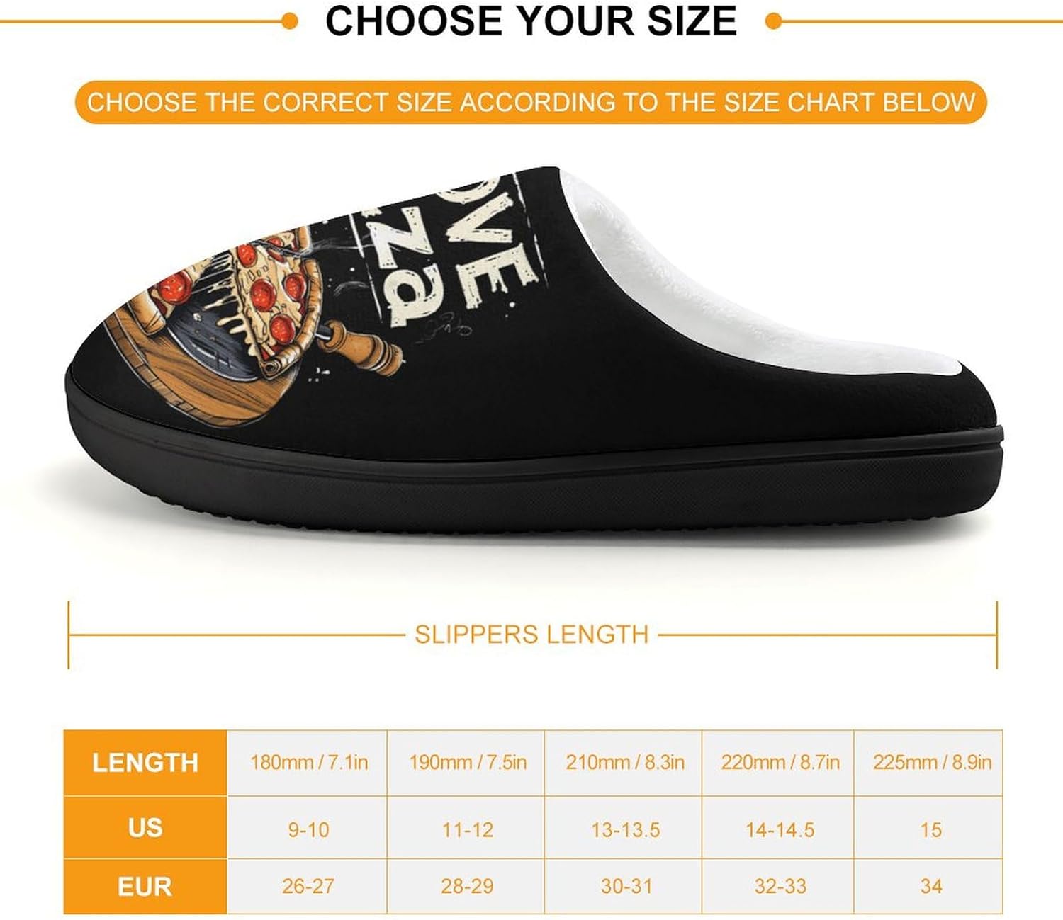 I Love Pizza Cute Cotton Slippers Anti-slip House Shoes Funny Slipper Indoor Outdoor