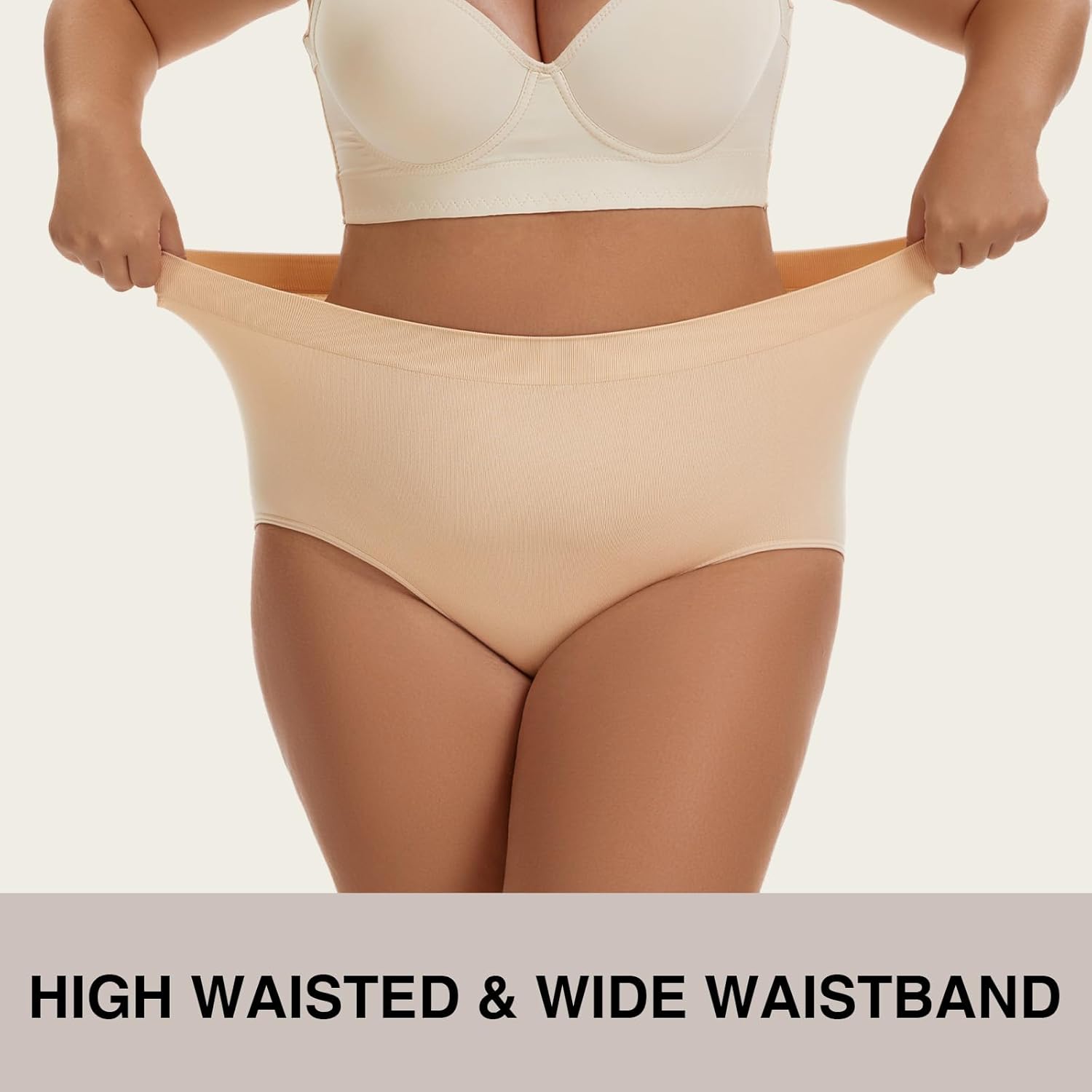 Women's High Waisted Shapewear Underwear, Plus Size Tummy Control Full Coverage Briefs Panties for Ladies 4 Pack - Image 2