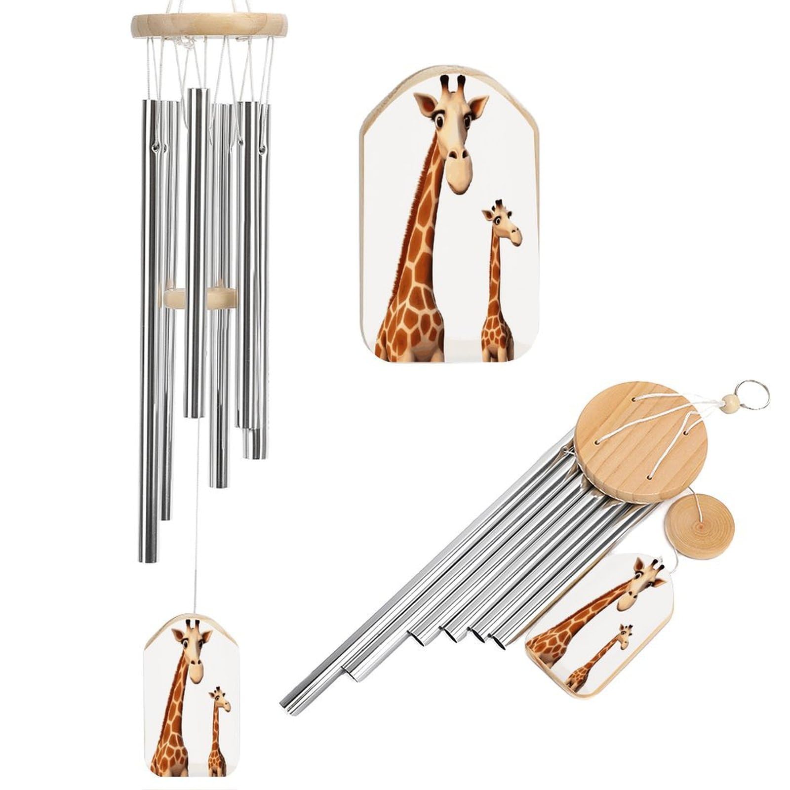Fekiloot Style Giraffe Tone Wind Chimes For Outside,Wind Bell With 6 Aluminum Alloy Tubes,Sympathy Wind Chime For Yard/Garden/Patio Decor