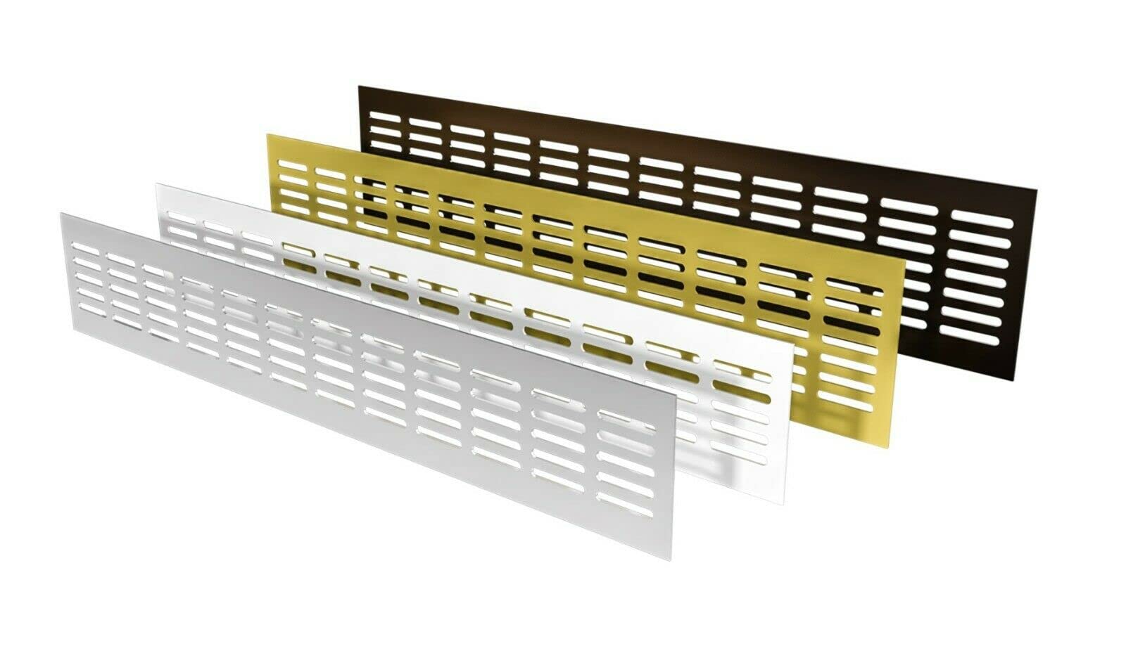 Prostko Ltd Gold Aluminium Overflow Air Vent Grille/Built-In Appliances Furniture Metal Cover - Silver/Gold/White/Brown (480Mm X 100Mm, )
