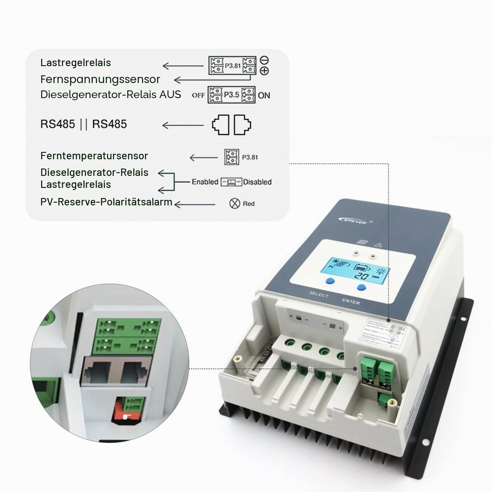 EPEVER Tracer-AN MPPT Laderregler solar charge controller 12/24/36/48V auto work (Tracer10415AN, 100A)