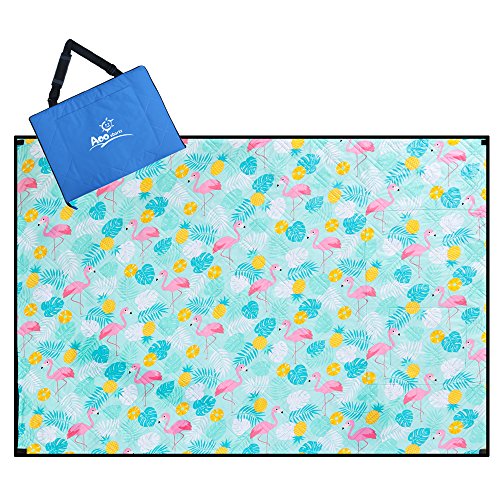 Aoosborts Flamingos Picnic Blanket Water Resistant, Beach Blanket Sand Proof, Wind Proof