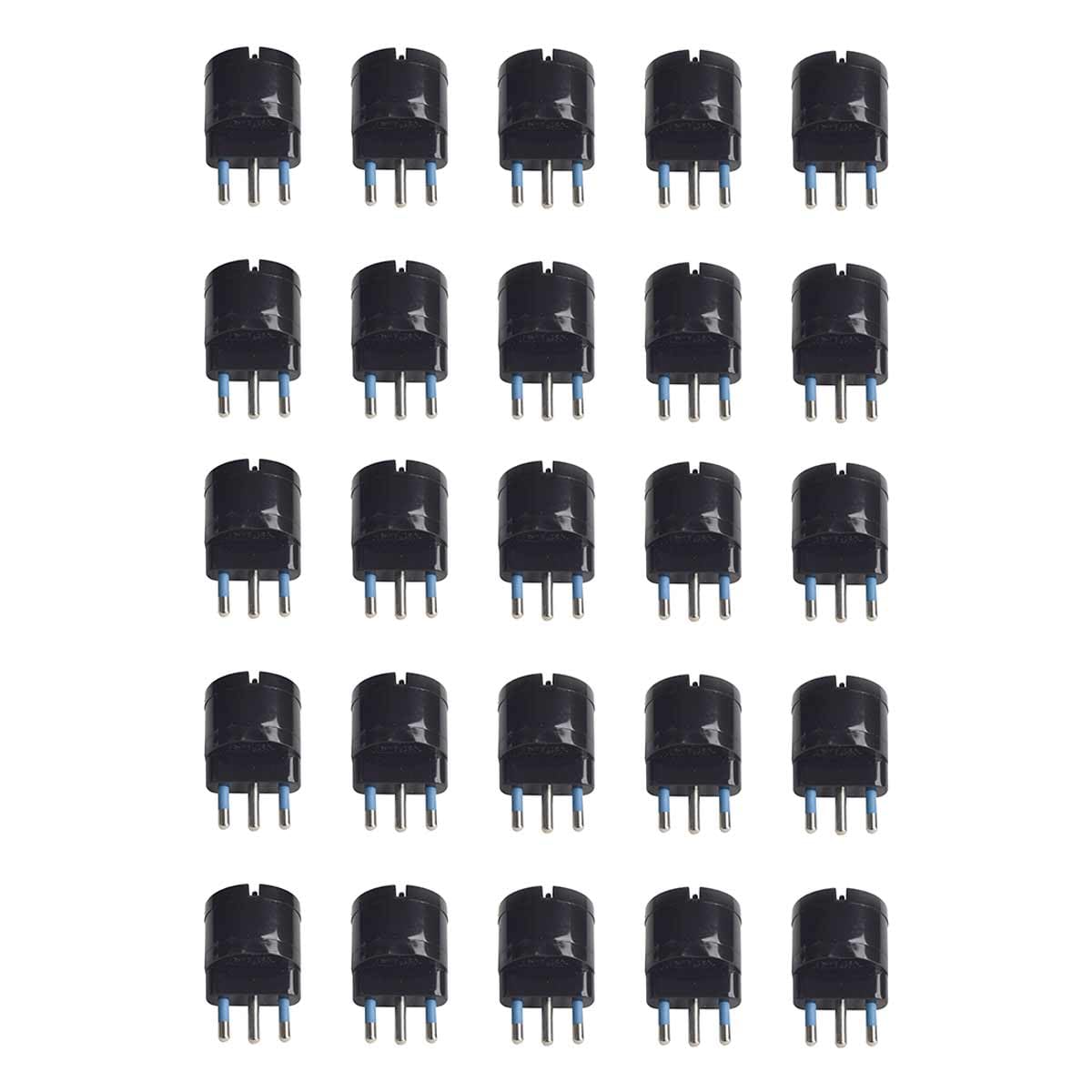 Adattatore da Viaggio con Presa Schuko 10A/16A 2P+T a Spina Elettrica 16A 3 pin, Adattatore Bipasso a Attacco Italiana 16A (25 Pezzi, Nero)