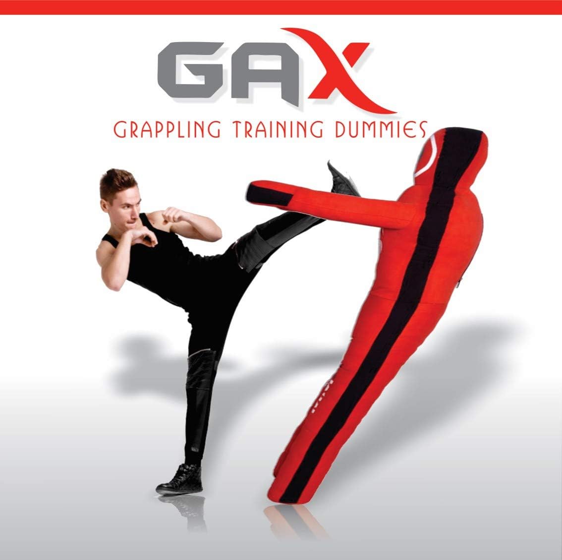 GAX MMA Judo Punching Bag - BJJ Muay Thai Kicking | Boxing | Wrestling | Punching Target Bag, Martial Arts and Fitness Training, Unfilled - Red