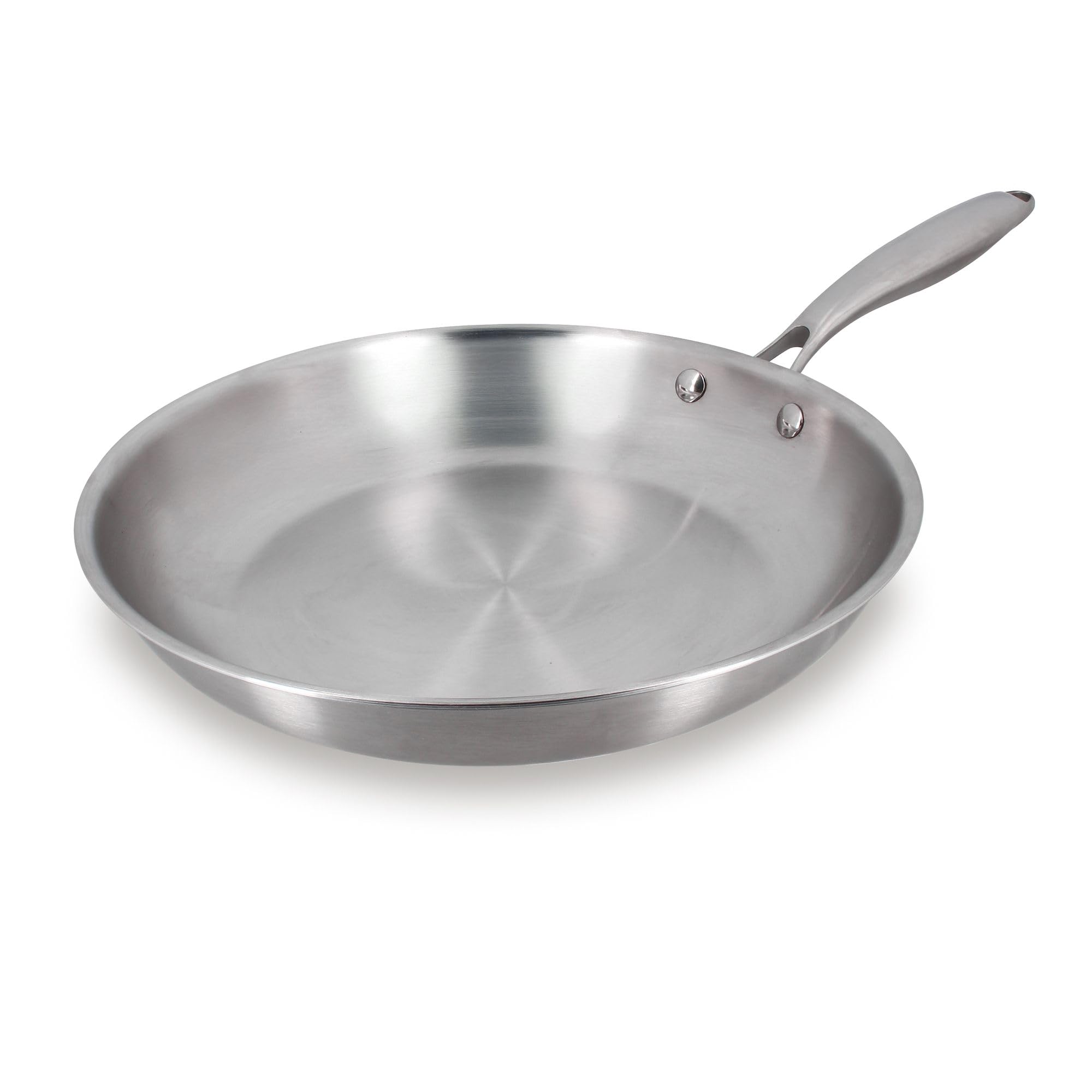 MENASTYL Poêle inox 28 cm, sauteuse professionnelle, 3 couches inox/aluminium