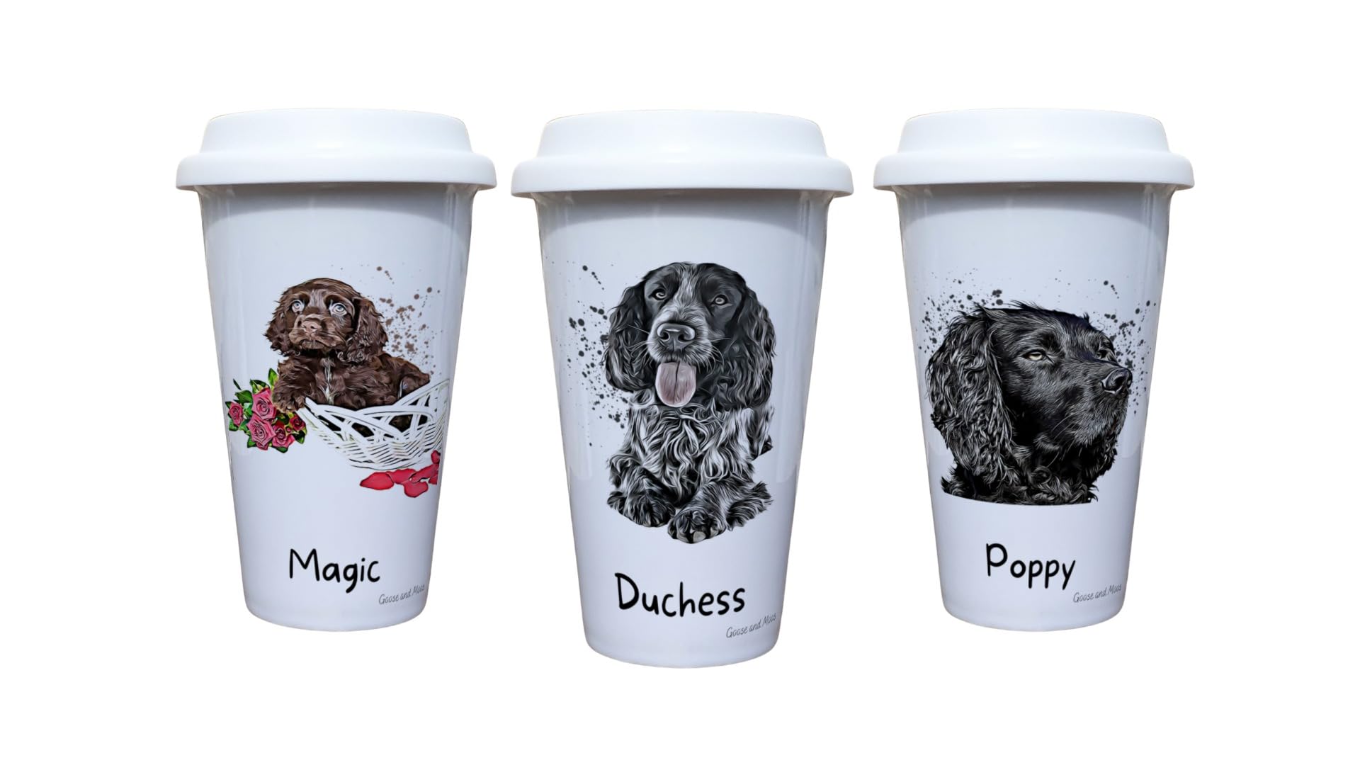 Cocker Spaniel Dog Travel Mug Personalised - Gift for Dog Owners & Lover - Personalised Dog Thermal Ceramic Insulated Travel Mug (Duchess)