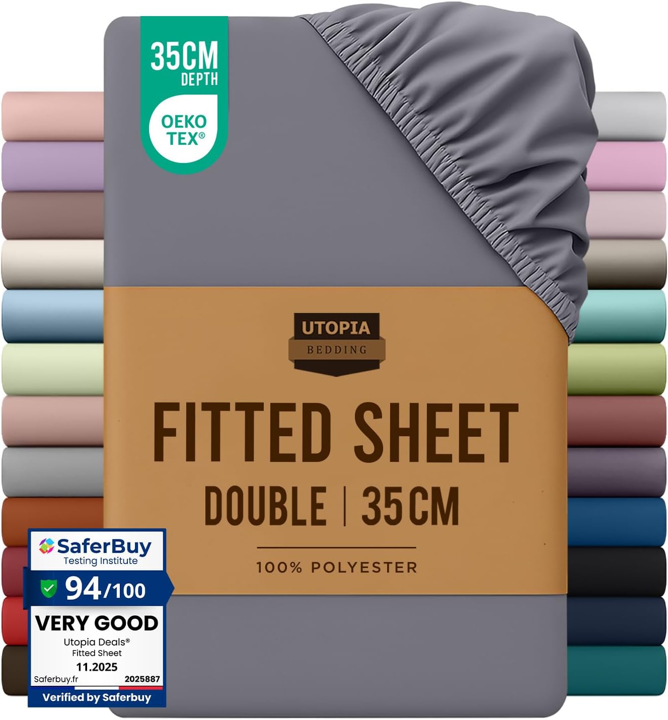 Utopia Bedding Fitted Sheet Double, Grey