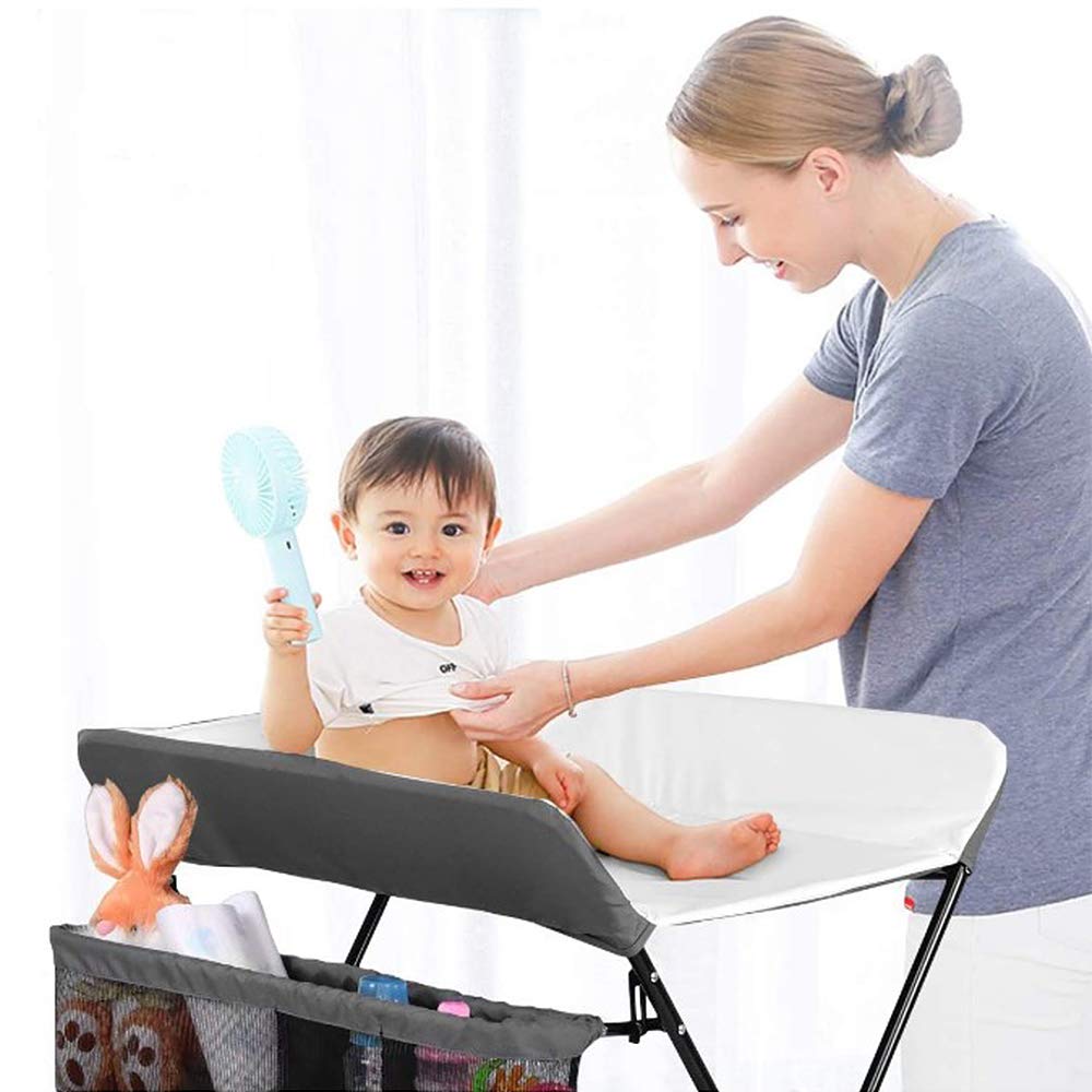 Table à Langer Pliante avec Panier de Rangement,Charge Max 25KG pour Nouveaux-Nés Design Ergonomique,Table à Langer Pliable et Portable,Ceinture de sécurité,Réglable en hauteur