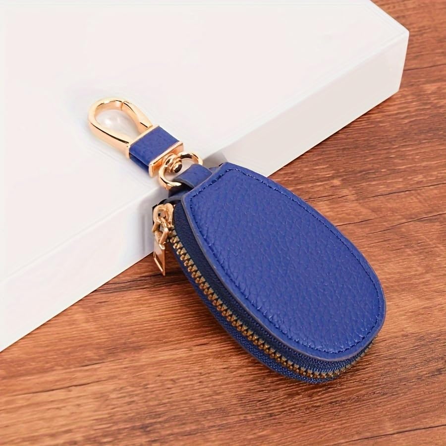 Blue Key Holder Wallet - Unisex Portable Large-Capacity Key Organizer with Keychain, Minimalist Compact Key Case for Home & Car Use