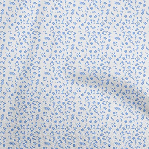 oneOone Cotton Cambric Medium Blue Fabric Florals Craft Projects Decor Fabric Printed By The Yard 42 Inch Wide-30