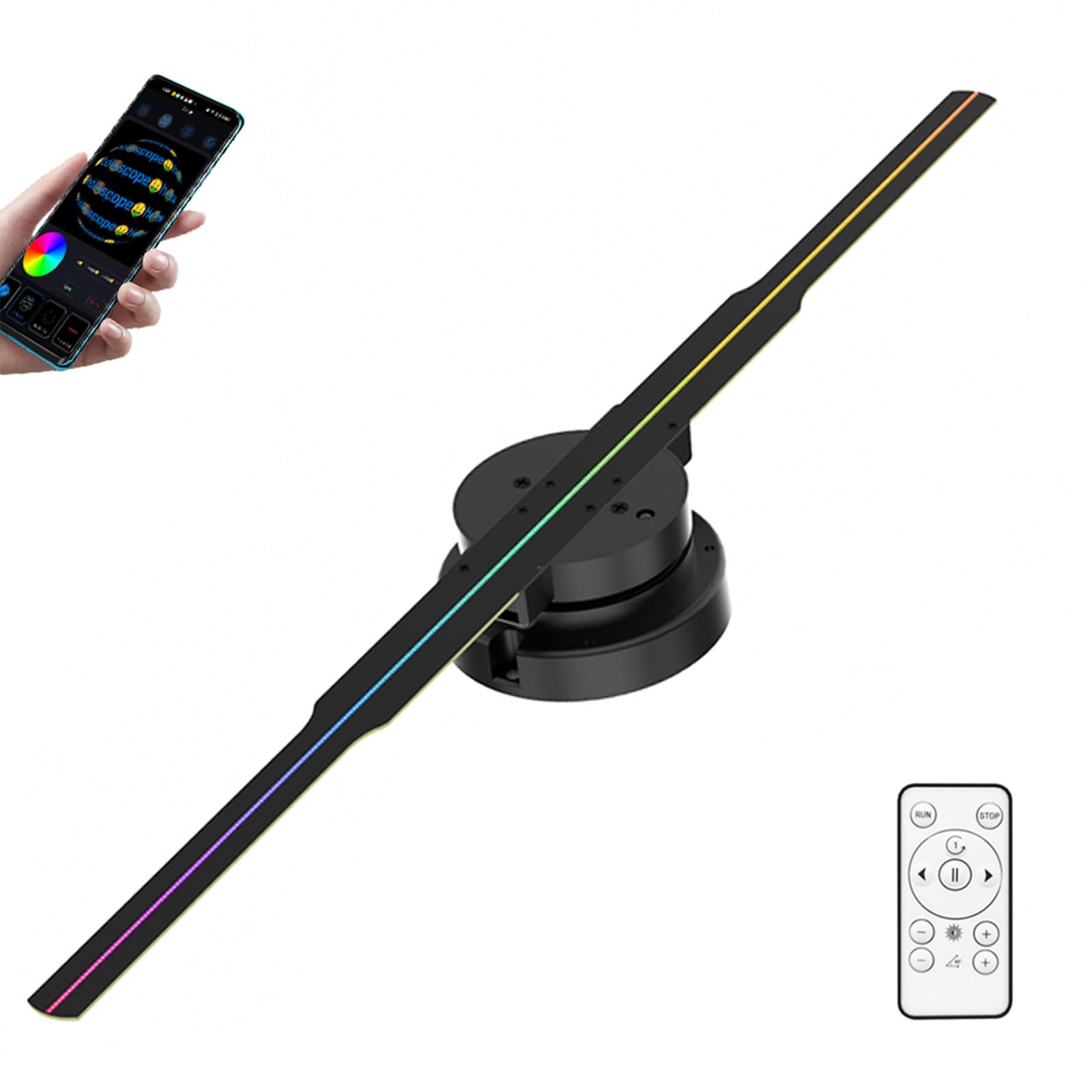 Wentylator holograficzny LED 3D (efekt bez okularów) z Bluetooth i aplikacją – wyświetlacz 1010RGB HD (352 diody LED) do sklepów i punktów handlowych