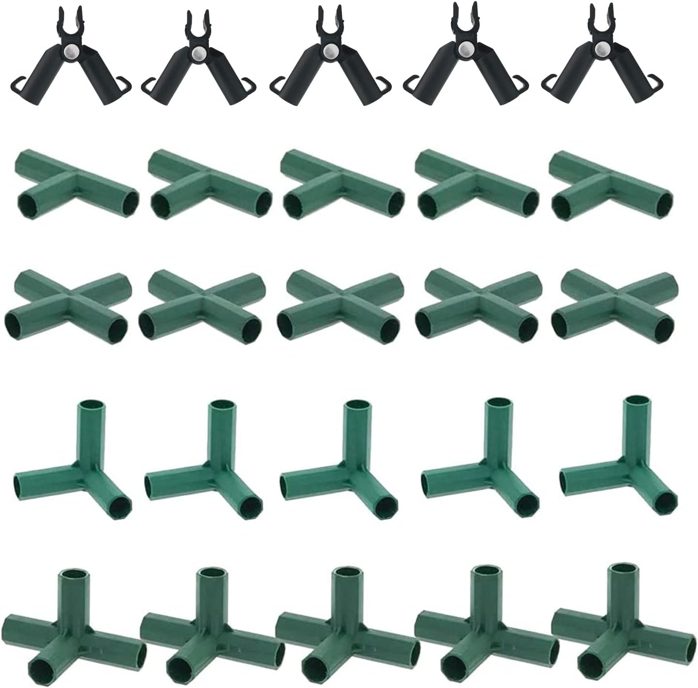 25Pcs 16mm Greenhouse Frame Connectors PVC Building Fitting 3 Way 4 Way Corner Tube Plant Swivel Clips Connector Stable Support (0.63in/16mm, Set of 25pcs Mixed)