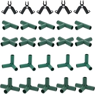 25Pcs 11mm Greenhouse Frame Connectors PVC Building Fitting 3 Way 4 Way Corner Tube Plant Swivel Clips Connector Stable Support(0.43in/11mm, Set of 25pcs Mixed)