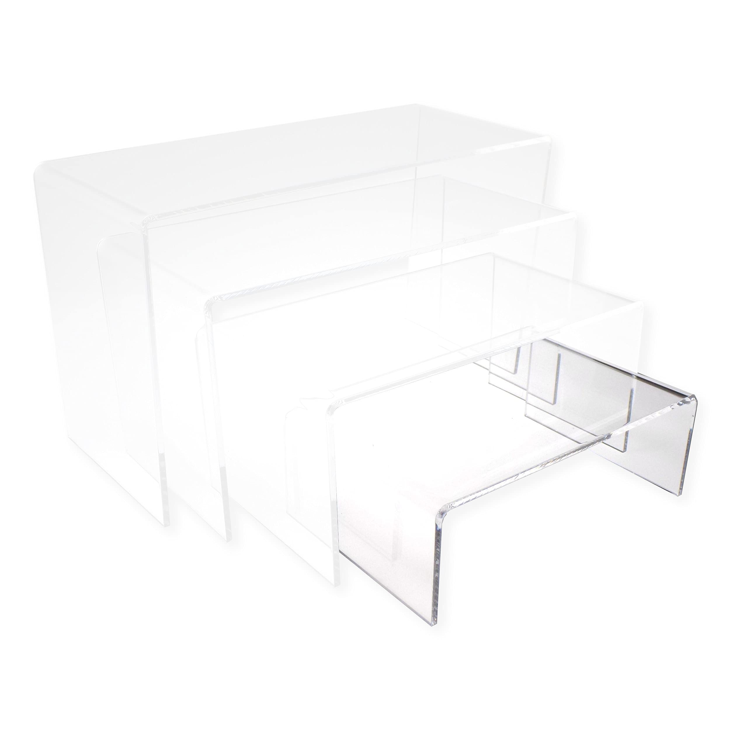 EPOSGEAR Nesting Plinths Clear or Coloured Acrylic Plastic Retail Riser Tiered Counter Display Stands - Perfect for Shops, Stalls, Ornaments, Models etc (Clear, Small - Single)