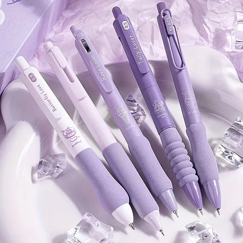 Image of PAXCOO Ice Cream Theme Gel Pens Set of 5, 0.5mm Fine Point Retractable Blue Ink Rollerball Pens,Cute Aesthetic Writing Pens for Students, School, College, Office, Smooth Writing with Comfortable Grip