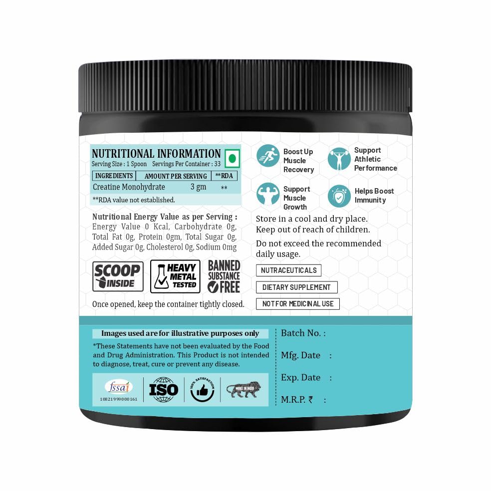 Adorreal Creatine Monohydrate Powder | Unflavoured | Nutritional Supplement | 100 g 1