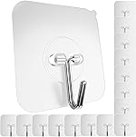 ARCK Adhesive Hooks for Hanging Heavy Duty Wall Hooks Self Adhesive Towel Coat Hooks Waterproof Transparent Hooks for Bathroom Shower Kitchen Keys Door Outdoor Home Improvement Utility (Pack of 20)