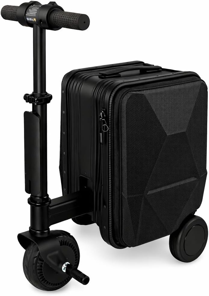 Ride-On Smart Suitcase Scooter, Electric Carry-On (22.4×14.2×9.6 in), 93.6Wh Power Bank, 250W up to 12 km/h (7.5 mph), 110 kg Load, 1.7 h Charge