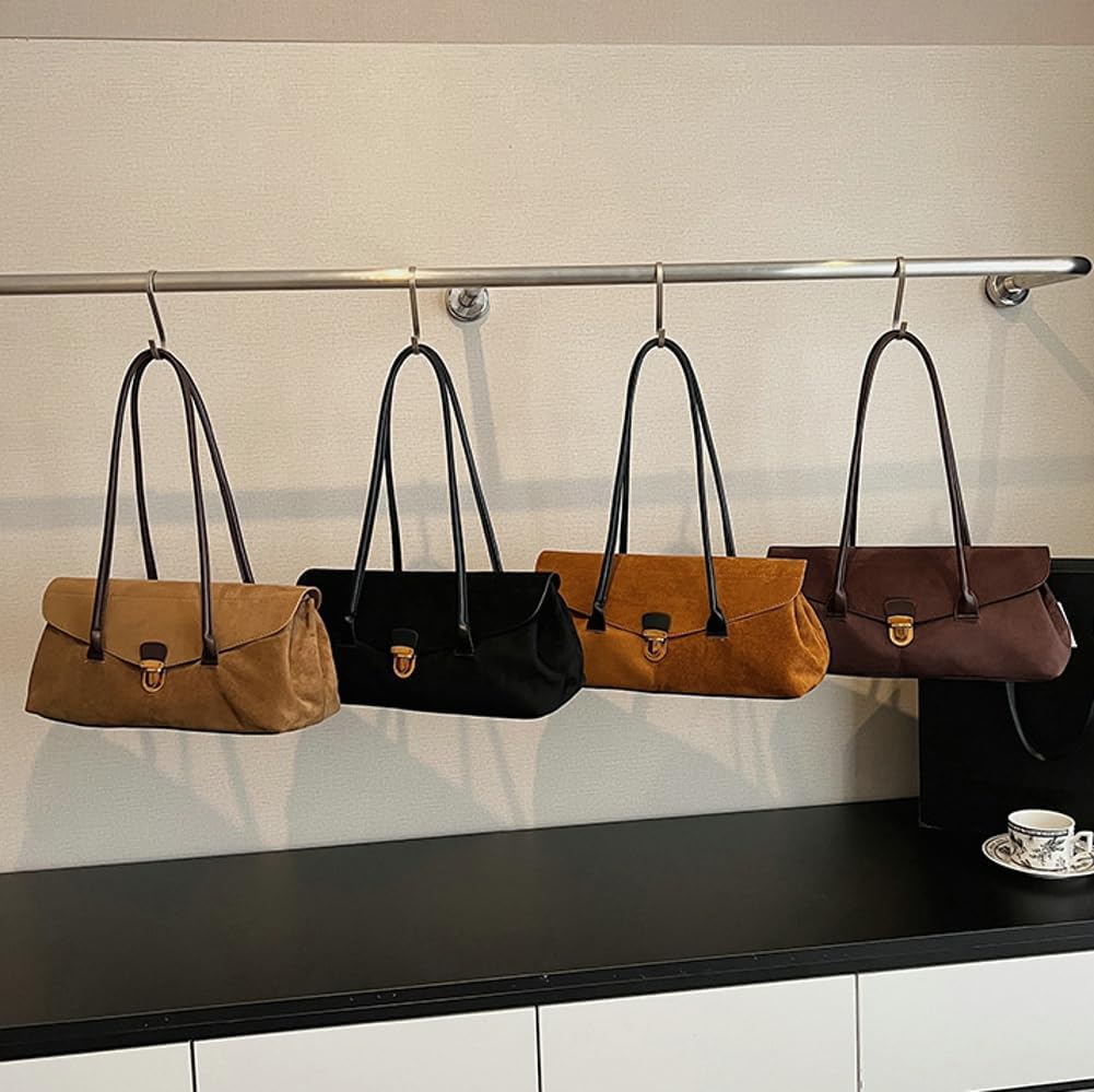 Trendy Top Handle Designer Genuine Suede Leather Shoulder Bag Hobo Tote Purse Handbag for Fall Gift Box