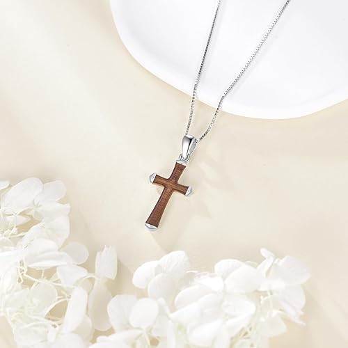 Miniatura 6 de Collar de cruz de plata de ley para mujer, con grabado religioso, fe, esperanza, amor, cruz, collar, joyería, regalos de Navidad para mujeres, unisex