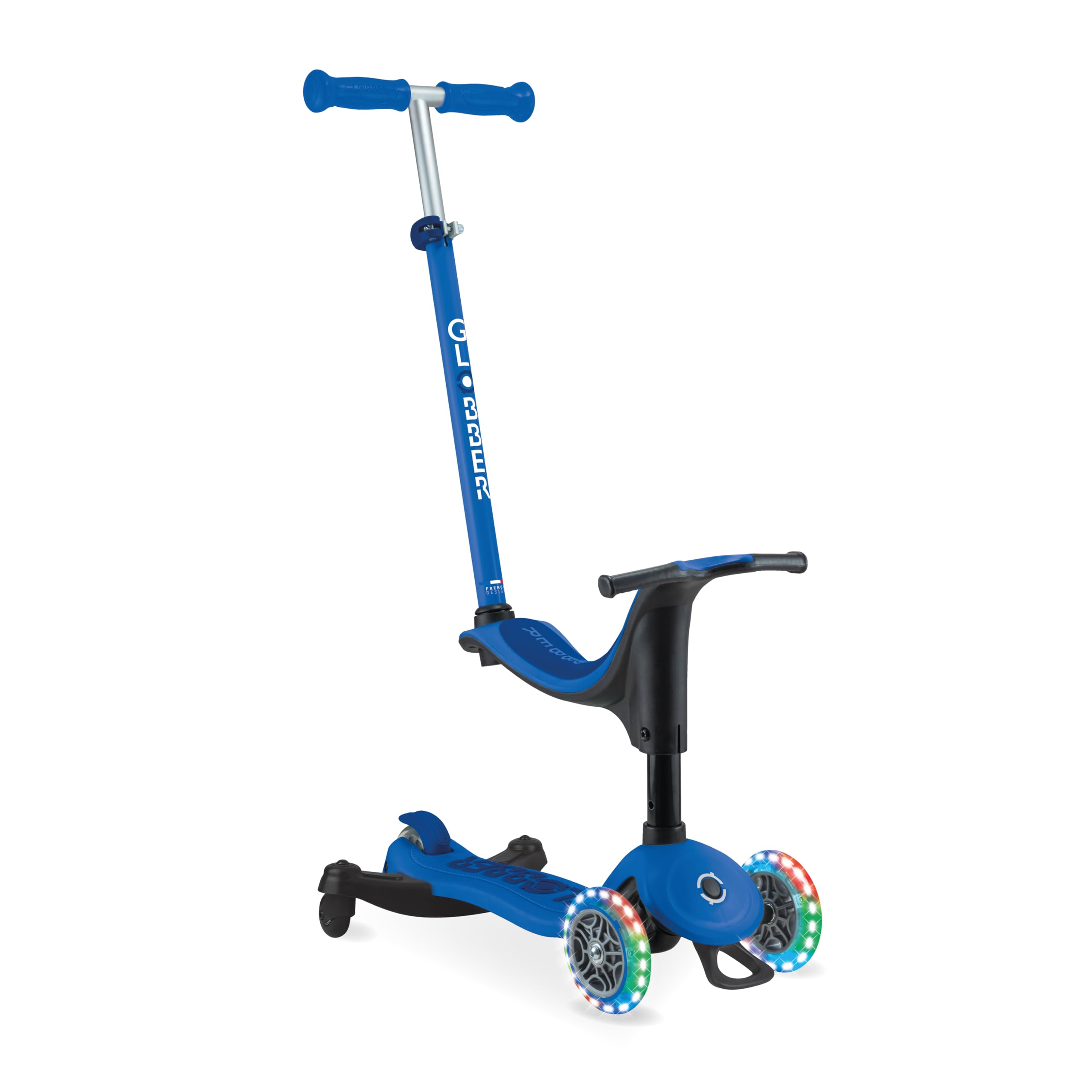 GLOBBER GO-UP Sporty Lights 360, 3-in-1 Kinderfahrzeug, 15+ Monate, Höhenverstellbare Lenkstange, LED-Leuchtrollen, 20kg/50kg, 3-Räder, Aluminium-Rahmen