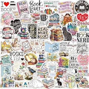 100 calcomanías holográficas de libros para Kindle – Paquete de lectura Bookish Calcomanías de vinilo para laptop, botella de agua, teléfono, iPad, diario – Bonitos regalos para amantes de los libros